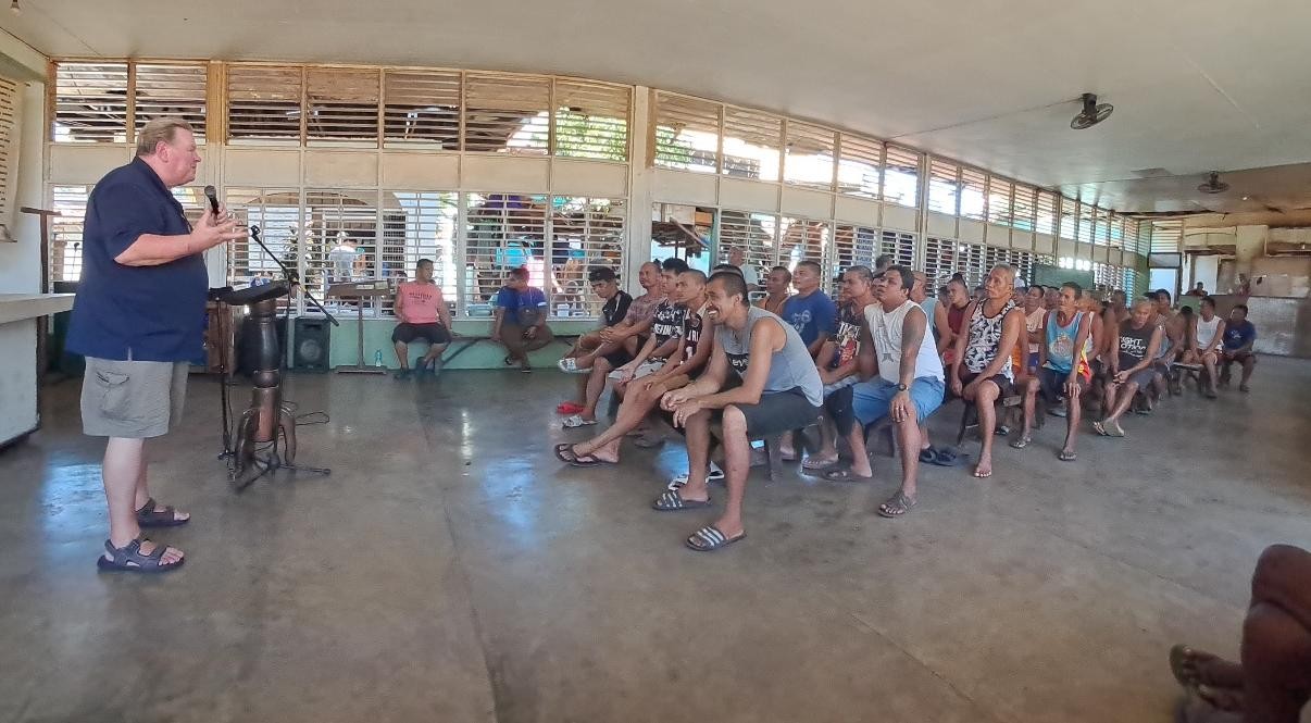 Preaching at a community outreach service