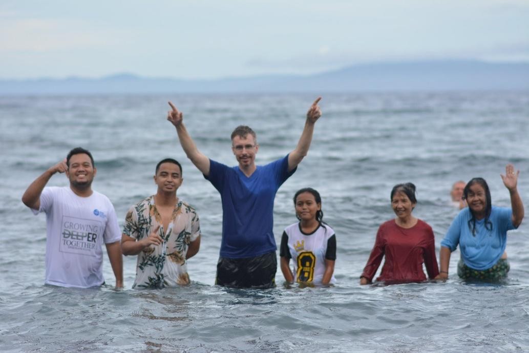 Baptism in the sea at Dumaguete